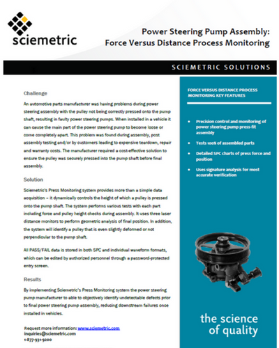 Press-Fit Process Monitoring  Press Force Monitoring System